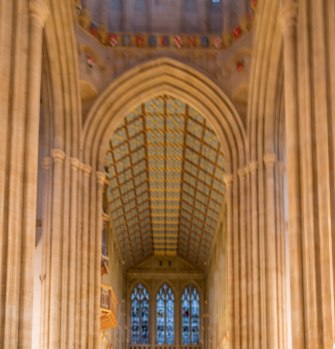 Aisle view of the celing